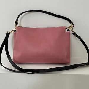 VALENTINA Genuine Leather Triple Entry Cross Body Bag Removable Shoulder Strap